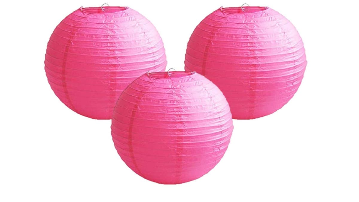 Pack of 3 Paper Lantern Lampshade Party Birthday Baby Shower Wedding Celebration Decoration (Peach, 12" (30cm)) — view 4
