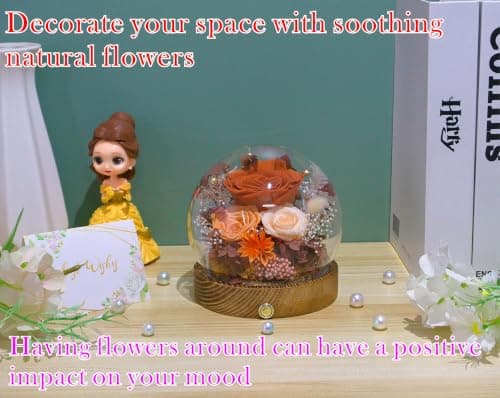 Valley of Rain & Forest Long-Lasting Real Flowers, Unique Floral Gift for You to Send Love for All Occasions, for Indoor Decoration (Orange & Brown Rose Arrangement Fall-themed) — view 4