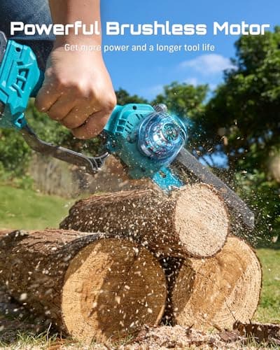SEESII 2-in-1 Electric Pole Saws: Brushless Mini Chainsaw Cordless 6 Inch, 2 x 4000mAh Batteries, Pole Saw for Tree Trimming,Hand held Chain Saw with Extension Pole for Tree Limb Branch Cutter,P6 Ace — view 4