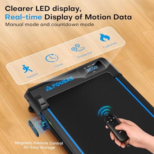 Walking Pad with 9% Incline, FOUSAE 3 in 1 6.2 MPH Treadmill for Home with Double Frame 330 LB Weight Capacity, 2.5 HP Under Desk Walking Pad Treadmill with 12 HIIT Programs, Magnetic Remote Control — view 6
