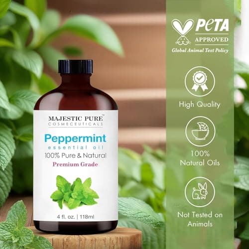 Majestic Pure Peppermint Essential Oil - Huge 118 ml - 100% Pure and Natural Oil for Soap Making Scent- Premium Grade with Glass Dropper — view 4