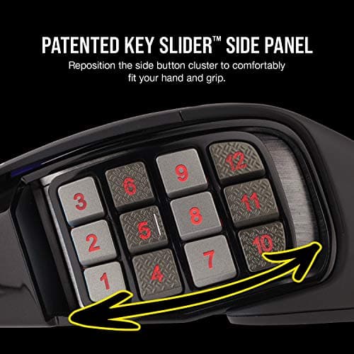 Corsair Scimitar RGB Elite Gaming Mouse for MOBA, MMO - 18,000 DPI - 17 Progammable Buttons - iCUE Compatible - Black — view 3