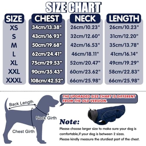 EMUST Dog Winter Jackets, Small/Medium/Large Dog Coat for Winter, French Bulldog Clothes for Dogs, Dog Cold Winter Jacket for Large Dogs, Dark Blue, XL — view 2