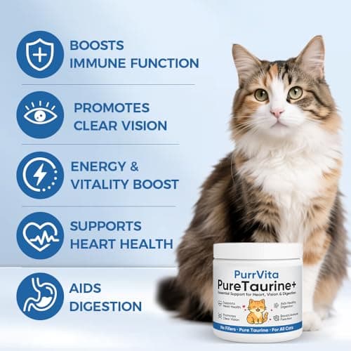 PurrVita Taurine for Cats, Pure Taurine Supplement Powder for Cats, Support Feline Vision, Heart & Immune, 200 Grams (1) — view 2