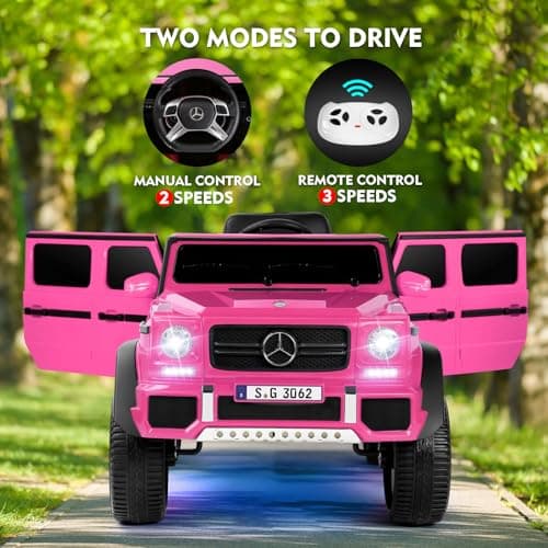 Ride On Cars, Licensed Mercedes-Benz Maybach G650S, 12V7AH Battery Powered Toy Electric Car for Kids W/LED Underglow Lights,Remote Control, 2 Motors, 3 Speeds, Music, Bluetooth,Horn, Rose Pink — view 2