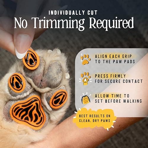 DOK TigerToes Premium Paw Grips for Senior Dogs, 40ct of Pre-Cut Anti Slip Dog Paw Pads for Hardwood Floors, Provides Traction for Slipping (40 Total Grips, Size Medium) — view 6