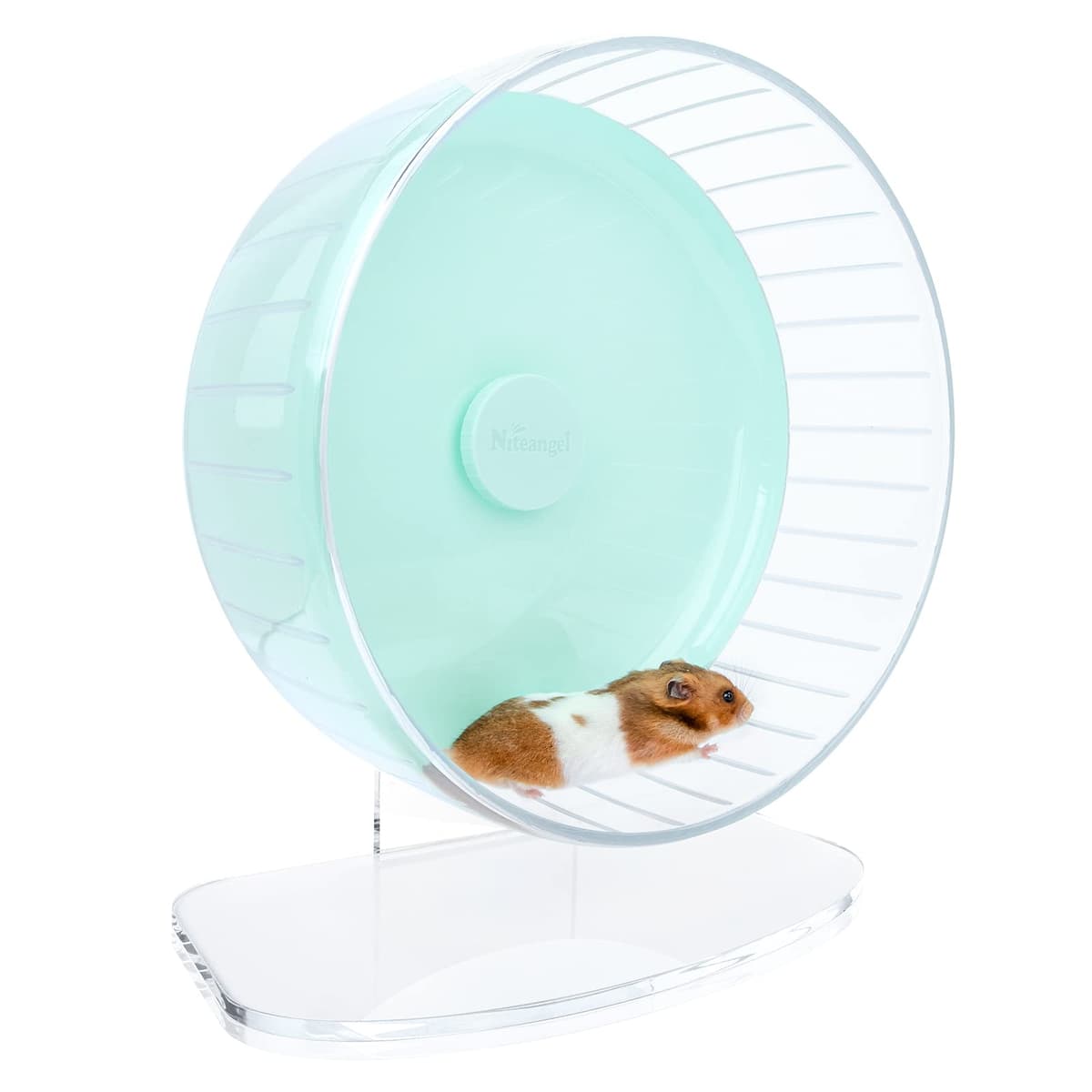 Niteangel Super Silent Hamster Exercise Wheels - Quiet Spinner Hamster Running Wheels with Adjustable Stand for Hedgehog Gerbils Mice Or Other Small Animals (Large, Transparent) — view 22