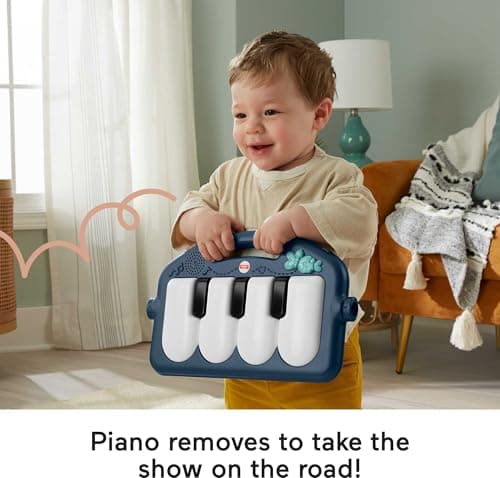 Fisher-Price Baby Playmat Kick & Play Piano Gym with Musical and Sensory Toys for Newborn to Toddler, Navy Fawn — view 4