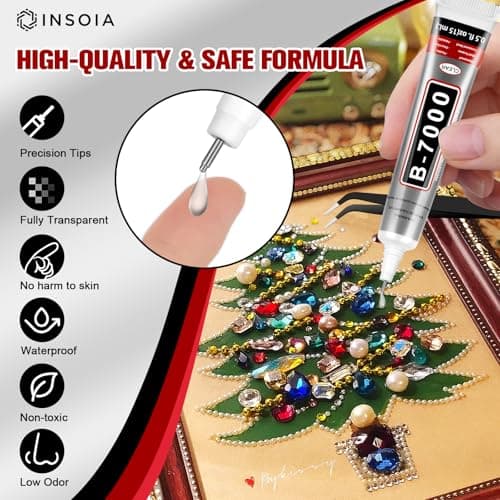 16 PCS 15ml B7000 Rhinestone Glue Clear – Super Glues for Bedazzling with Precision Tip, Quick Dry No Trace Flexible Adhesive for Jewelry Making, Nail Art, Fabric, Shoe, DIY Craft & Phone Repair — view 2