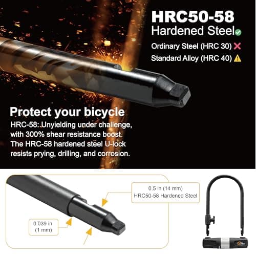 Bike U Lock with Cable - Via Velo Heavy Duty Bicycle U-Lock,14mm Shackle and 10mm x1.8m Cable with Mounting Bracket for Road, Mountain, Electric & Folding Bike — view 3