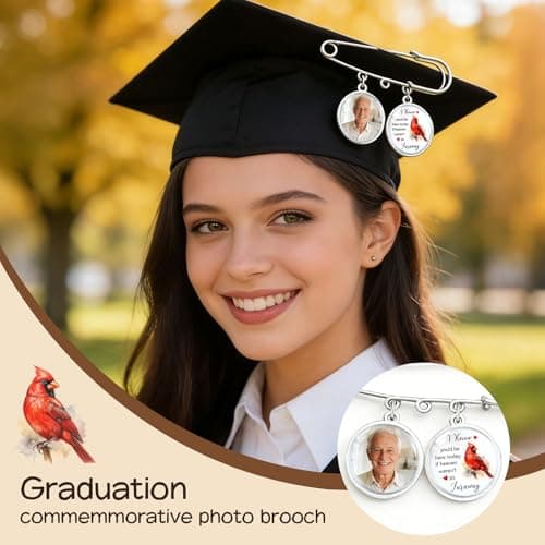 Custom Memorial Graduation Tassel Photo Charm with DIY Pin Brooch Memory Tassel Picture Grad Cap Decoration Personalized 2026 Grad Gift for Gown Ceremony Bouquet — view 2