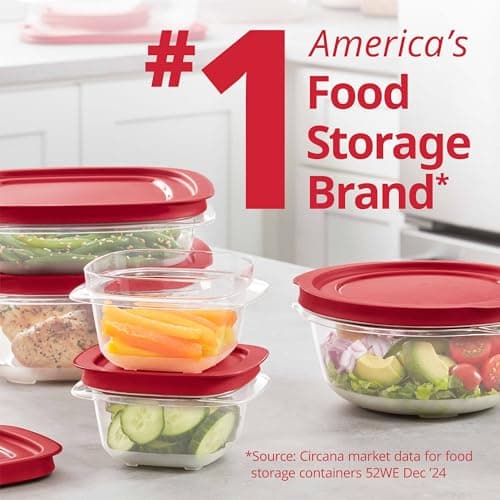 Rubbermaid EasyStore Square and Round Containers, 14-Piece Set, Food Storage Containers, Food Storage Containers with Lids — view 4