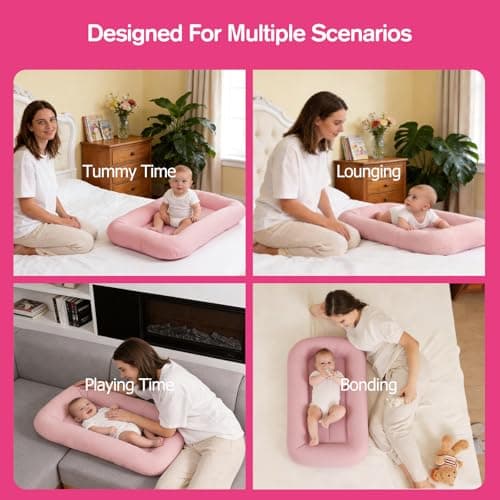Baby Lounger for Newborn 0-24 Months, Infant Support Cushion Compliant with 16 CFR 1243, Soft Cotton Portable Infant Lounger for Supervised Awake Time, Washable Cover (Pink), Pallet of Product — view 5
