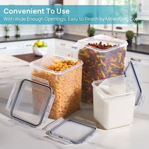 Vtopmart 10 PCS Flour Storage Container, Large Airtight Food Storage Containers with Lids for Kitchen, Pantry Organizers, Black — view 2
