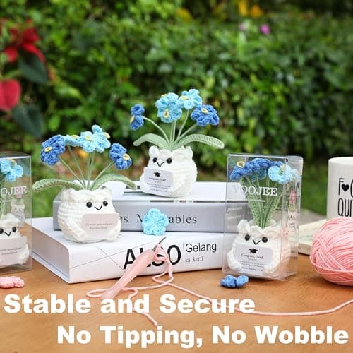 YOOJEE Crochet Forget Me Not Graduation Gift – Class of 2026 Blue Flowers with Card “Congrats, Grad! You Did It.”, Meaningful Gift for Student, Senior, Keepsake Desk Decor — view 4