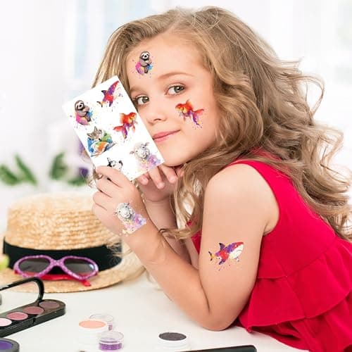 Keikihipa 216 PCS Watercolor Animals Kids Temporary Tattoo Set Party Favors — view 3