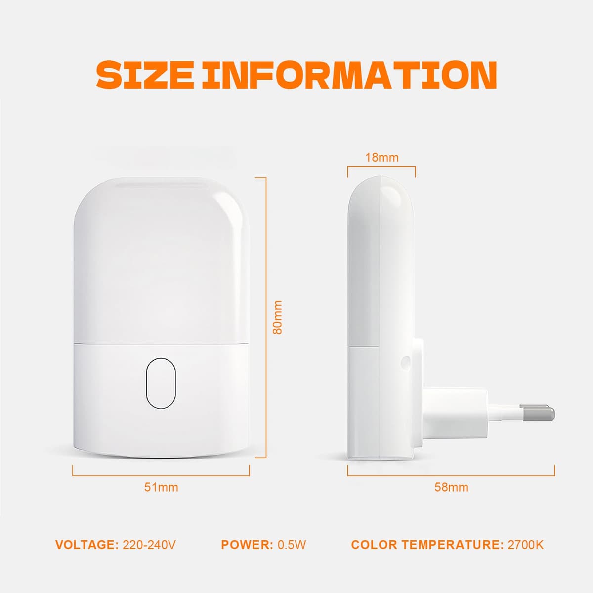 GRIFEMA GD101-2 [2 Piezas] Luz Nocturna Infantil 3 Niveles de Brillo Ajustables, Luz Nocturna con Sensor de Luz para Habitación de Niños, Baño, Pasillo, Cocina, Escaleras, 2700K Blanco Cálido — view 2