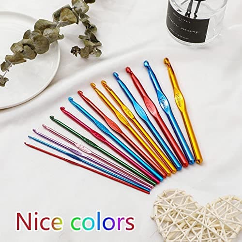 BCMRUN 14 pcs Multicolor Aluminum Crochet Hooks Knitting Needles Craft Yarn 2-10mm … — view 4