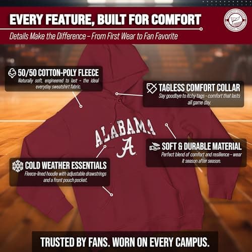 Alabama Crimson Tide Arch & Logo Gameday Hoodie - Crimson Medium — view 2