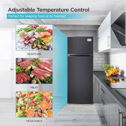 BLACK+DECKER 7.7 Cu. Ft. Top Mount Refrigerator with Freezer, 2 Door Fridge with Top Freezer and Mechanical Temperature Control, For Homes and Apartments, BDA77LAB, Black — view 2