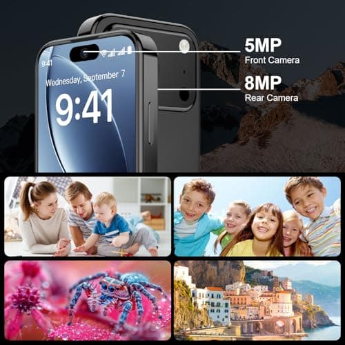 BLKE AIR Mini Phone 4G Unlocked 3+32GB Mini Smartphone with 3.7'' HD Touch Screen 2000mAh Battery Compact Backup World's Smallest Phone for Kids & Students GPS Dual SIM Face ID Blue — view 3