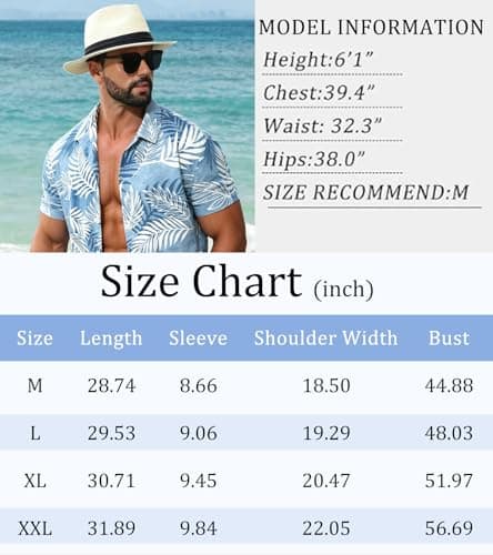 ACOCOPY Mens Shirts Green Hawaiian Casual Button Up Shirts with Short Sleeves Palm Tree Print Quick Dry Beach Shirts Size L — view 6