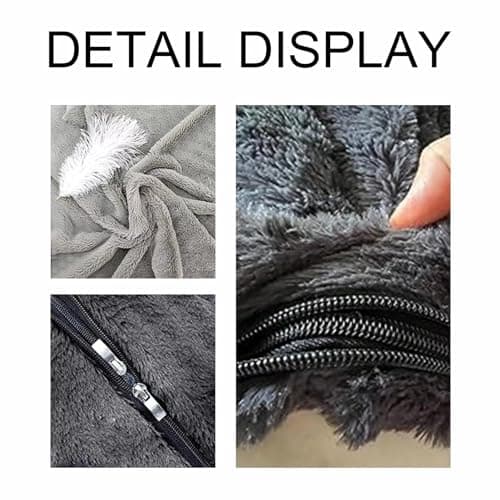 Bean Bag Chair Oversized Adult Plush Bean Bag Chair Cover Fluffy Faux Fur Washable DIY Soft Storage Seat for Reading, Gaming, Lounging, No fillers, Snow Black,5FT — view 5