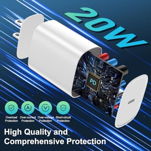 iPhone 14 13 12 11 Charger Fast Charging 20W USB C Charger Type C Charger Fast Charging Block with 10FT Long USB C to Lightning Cable for iPhone 14/13/12/12 Pro Max/11/Xs Max/XR/X,AirPods Pro,2 Pack — view 3