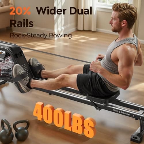 YOSUDA Water Rowing Machines for Home Use- Foldable Rower Machine 400LBS Weight Capacity with Dedicated Monitor & Bluetooth APP, Comfortable Seat — view 4