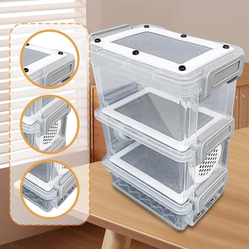 Generic Roach Feeding Box Hatching Container Reusable Ventilation Comfortable Critter Keeper Breeding Box for Cockroaches Crickets, Style C — view 2