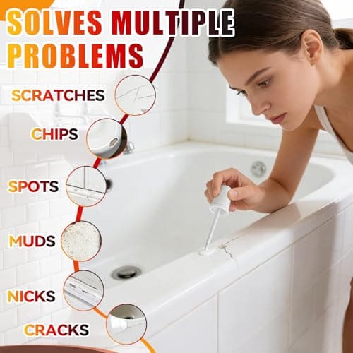 White Tub and Tile Touch-Up Paint,Semi-Gloss Waterproof Porcelain Repair Paint for Bathtubs, Sinks & Tiles, Covers Scratches Chips on Enamel and Acrylic — view 3