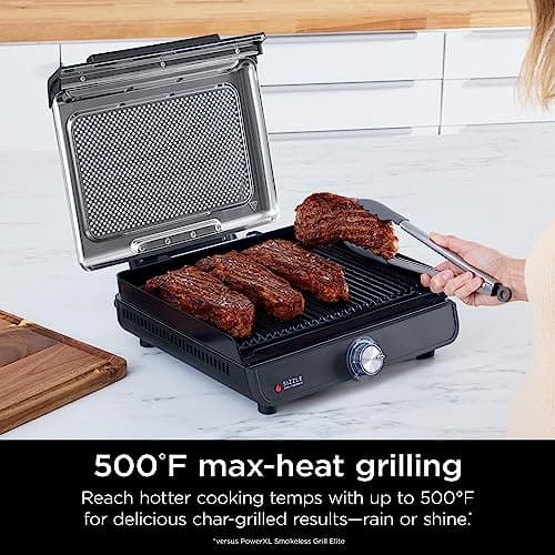 Ninja Griddle and Indoor Grill, 14’’, Electric Grill, For Steak, Burgers, Salmon, Veggies, and More, Pancake Griddle, Nonstick, Dishwasher Safe, 500F, Even Cooking, Silver, GR101 — view 2