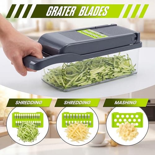 Zelkone 16-in-1 Vegetable Chopper Mandoline Slicer with Container, Food Processor, Food Chopper, Onion Chopper, Veggie Cutter for Salad, Potato Cutter, French Fry Cutter, Kitchen Gadgets & Accessories — view 3