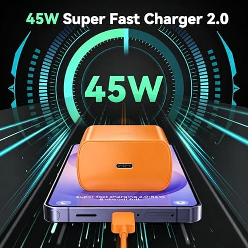 45W Super Fast Charger USB Type C Charger Cord 6.6FT with Android Phone Charger Fast Charging Block for Samsung Galaxy S25/S25 Ultra/S25+/S24 Ultra/S24/S24+/S23 Ultra/S23/S22/S20/S21/Note 10/20,Orange — view 5