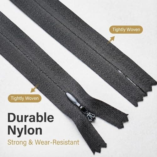 Sawoake Invisible Zippers 7 Inch #3, Black Nylon Coil Zippers 2-Pack for Sewing, Skirts, Pockets, Pillows (Black, 7", 2PCS) — view 2