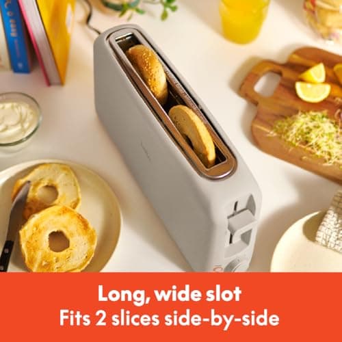 bella 2 Slice Slim Toaster, Fits-anywhere™ Kitchenware, 6 Setting Shade Control with Reheat & Cancel Buttons, Fits sourdough, 10” Long Slot, Anti Jam & Auto Shutoff, 900 Watt, Oatmilk — view 2