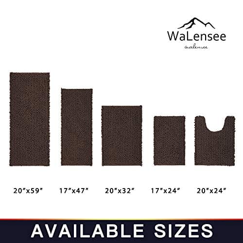Walensee Bathroom Rug Non Slip Bath Mat (24x17 Inch Brown) Water Absorbent Super Soft Shaggy Chenille Machine Washable Dry Extra Thick Perfect Absorbant Best Small Plush Carpet for Shower Floor — view 6