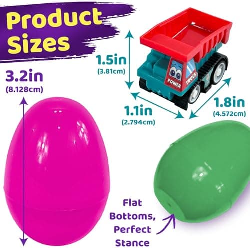 stargo 8 Pack Colorful Prefilled Easter Eggs Bulk with Toys - Mini Car Set Construction Engineering Vehicles Pull-Back Cars. Plastic Easter Eggs Filled, Basket Fillers, Party Favors, Boys Goodie Bags