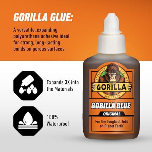 Gorilla Glue Original, 100% Waterproof, Indoor & Outdoor, Polyurethane Glue, Versatile Bonding Adhesive, Easy Application Nozzle, 2oz/59mL (Pack of 1), 51002C — view 5