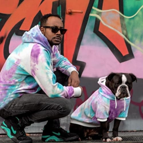 Spark Paws Dog Hoodie – Premium Dog Sweater for Small, Medium, and Large Dogs | Warm Outfits for French Bulldogs, Pitbull, Puppy, Winter Jacket Alternative - 90s Retro Sky Dye - 3XL — view 4