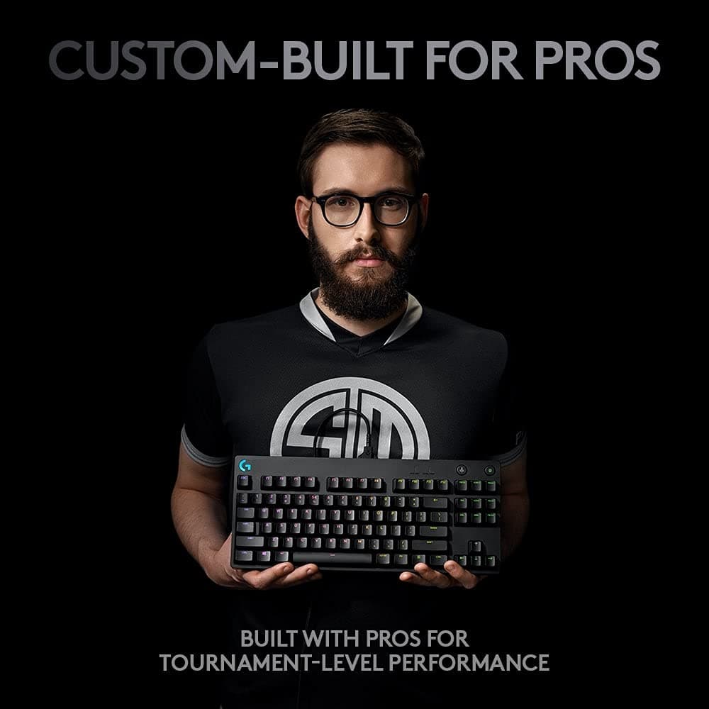 Logitech G PRO Mechanical Gaming Keyboard – Ultra Portable Tenkeyless Design, Detachable Micro USB Cable, Advanced GX Blue Clicky Switches, LIGHTSYNC RGB Backlit Keys, QWERTY UK, PC/Mac - Black — view 2
