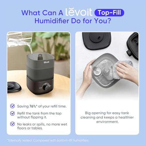 LEVOIT Humidifiers for Bedroom,Top-Fill Ultrasonic Cool Mist Humidifier — view 2