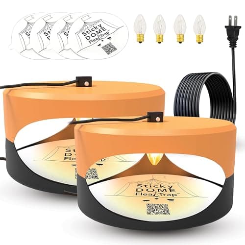 ASPECTEK Sticky Dome™ Flea Trap – 2 Pack | Indoor Insect Trap with 2 Sticky Discs, Odorless (Orange & Dark Gray)