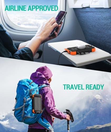 BLAVOR Solar Power Bank 10,000mAh, Portable Wireless Charger, 20W Fast Charging External Battery Pack with USB C for Cell Phones, Solar Panel Charging with Dual Flashlight for Camping — view 7