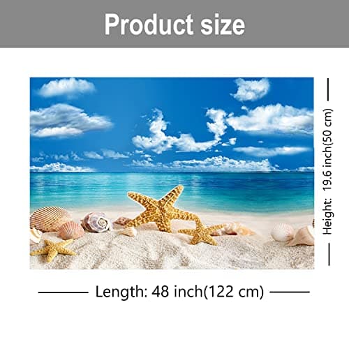 ELEBOX Fish Aquarium Background Starfish Blue Sky Beach Shell Seaweed Fish Tank Poster Background 19" x 48" — view 4