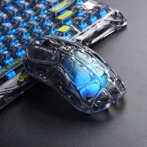 GravaStar Mercury M2 Wireless Gaming Mouse with 26,000 DPI, PAW3395DM Sensor -79g Lightweight Hollowed-Out Design -5 Programmable Buttons -5 Dynamic Lightsync RGB - Transparent Black — view 5