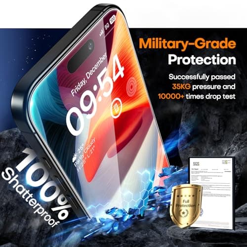 TAURI 4 in 1 for iPhone 15 Screen Protector, 3 Pack Tempered Glass Film + 1 Dust Free Easy Installation Tool, 9H Hardness Bubble Free Micro-curved Edges HD Screen Protector for 15 — view 4