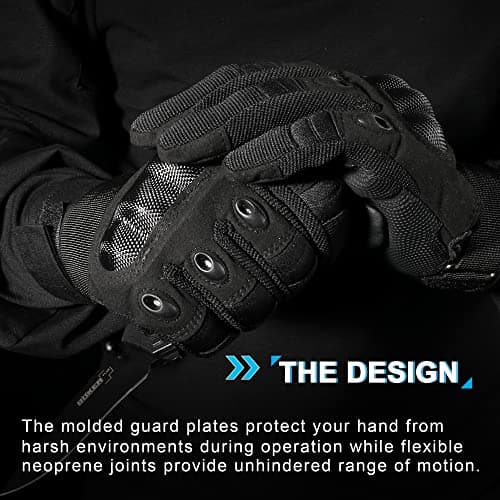 WTACTFUL Touchscreen Motorcycle Tactical Full Finger Gloves for Airsoft Paintball Cycling Motorbike ATV Hunting Hiking Riding Racing Climbing Operating Work Outdoor Sports Gloves Size Small Black — view 3