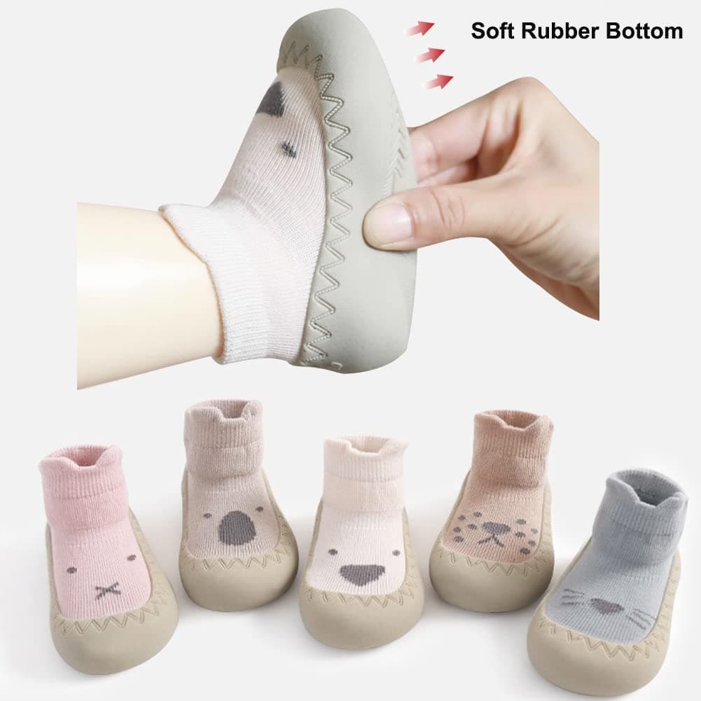Toddler Sock Shoes Cute Baby First Walking Shoes Soft Sole with Grips for Boys Girls — view 3