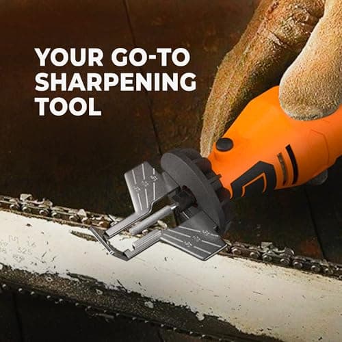 Sharp Pebble Electric Chainsaw Sharpener Kit - Comes with Chain Saw Sharpener Tool, 4 File Size Sharpening Wheel Bits, Angle Attachment, Wrench & eBook — view 5